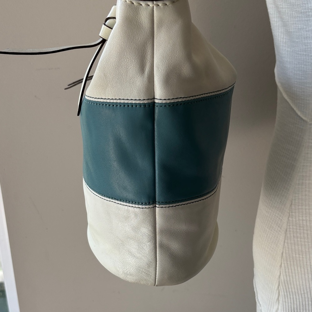 COACH Vintage Rugby Stripe Shoulder Bag Crossbody Blue White - Picture 7 of 12